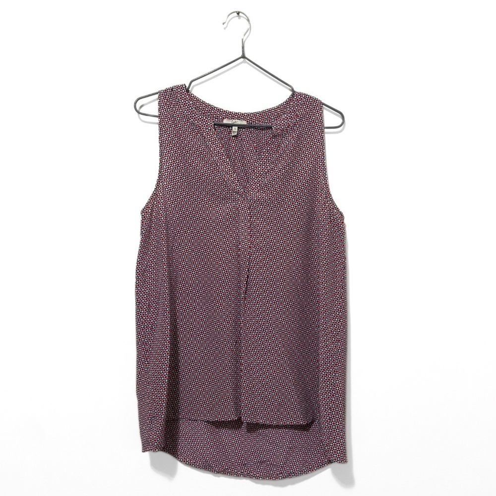 Joie Red/Blue Patterened Silk Flowy Sleeveless Blouse Size Small